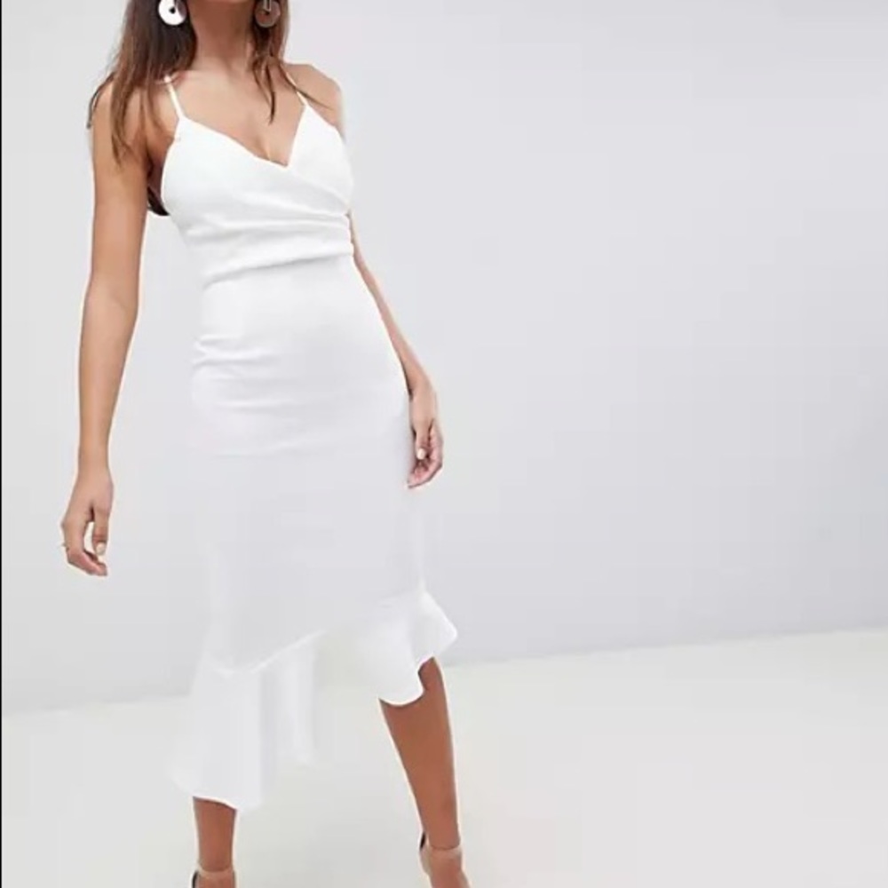 ASOS DESIGN scuba cami pephem midi dress- Ivory